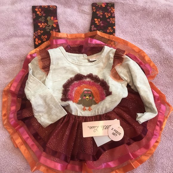 NWT Little Lass Turkey tutu outfit thanksgiving
